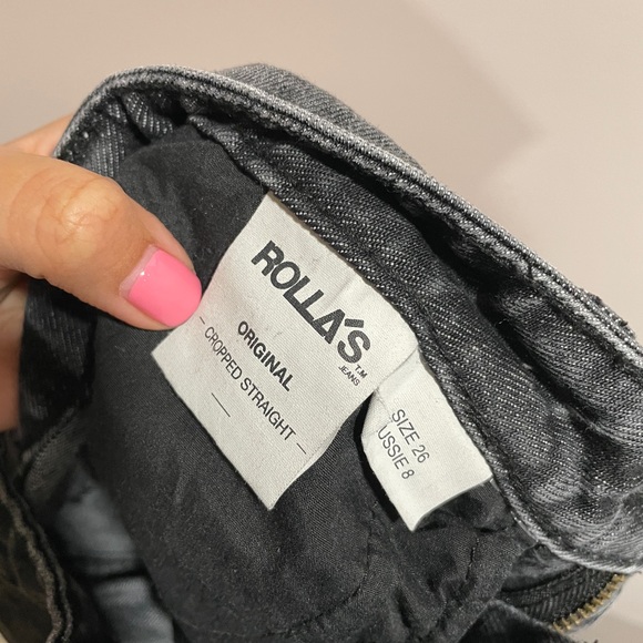 Rollas Original Cropped Straight Denim Jeans Black 26 - Picture 5 of 5